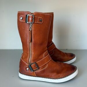 UGG Andra Leather Shearling Lined Boots Women’s 7 Zip Buckle